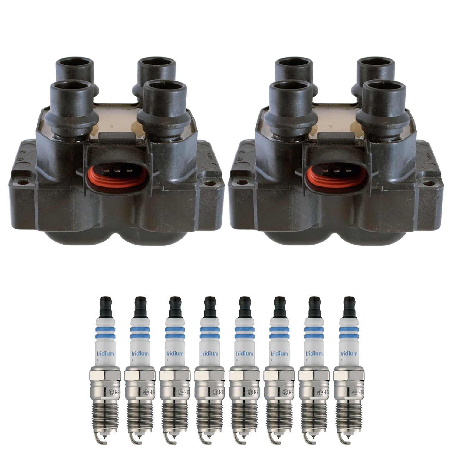 Set of 2 Ignition Coils & 8 Bosch Iridium Spark Plugs for Crown Victoria (1992–2011)