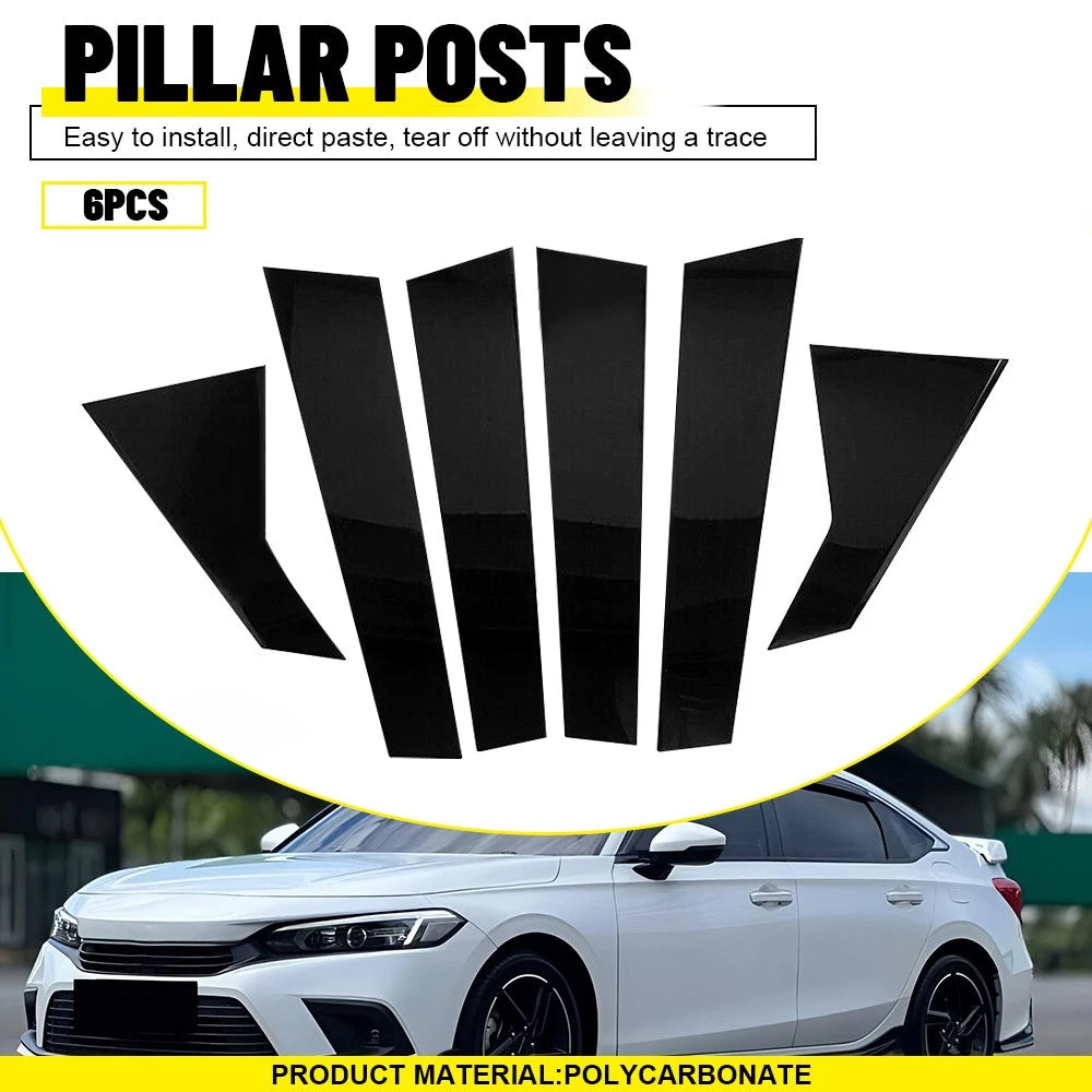 6Pcs B-Pillar Posts Cover Trim for Honda Civic (2022–2025)