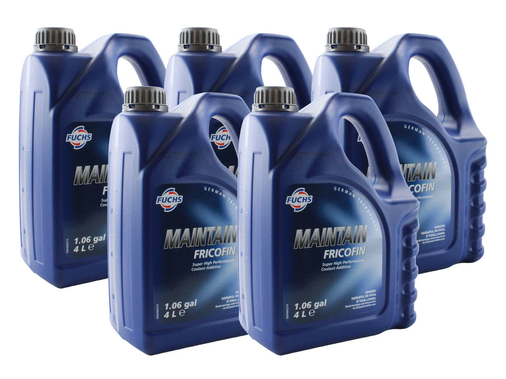 Set of 5 Fuchs 4L MAINTAIN FRICOFIN Engine Coolant Antifreeze 800351661