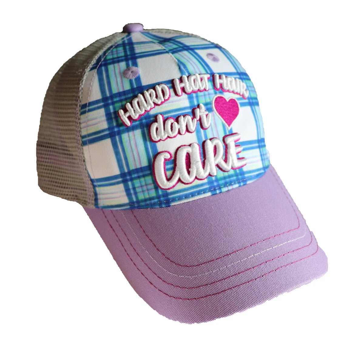 Caterpillar Hard Hat for Kids Youth - Purple Plaid