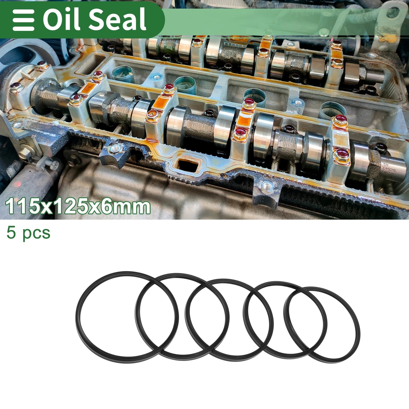 Set of 5 Oil Seal Rotary Shaft Seal NBR Rubber 115x125x6mm