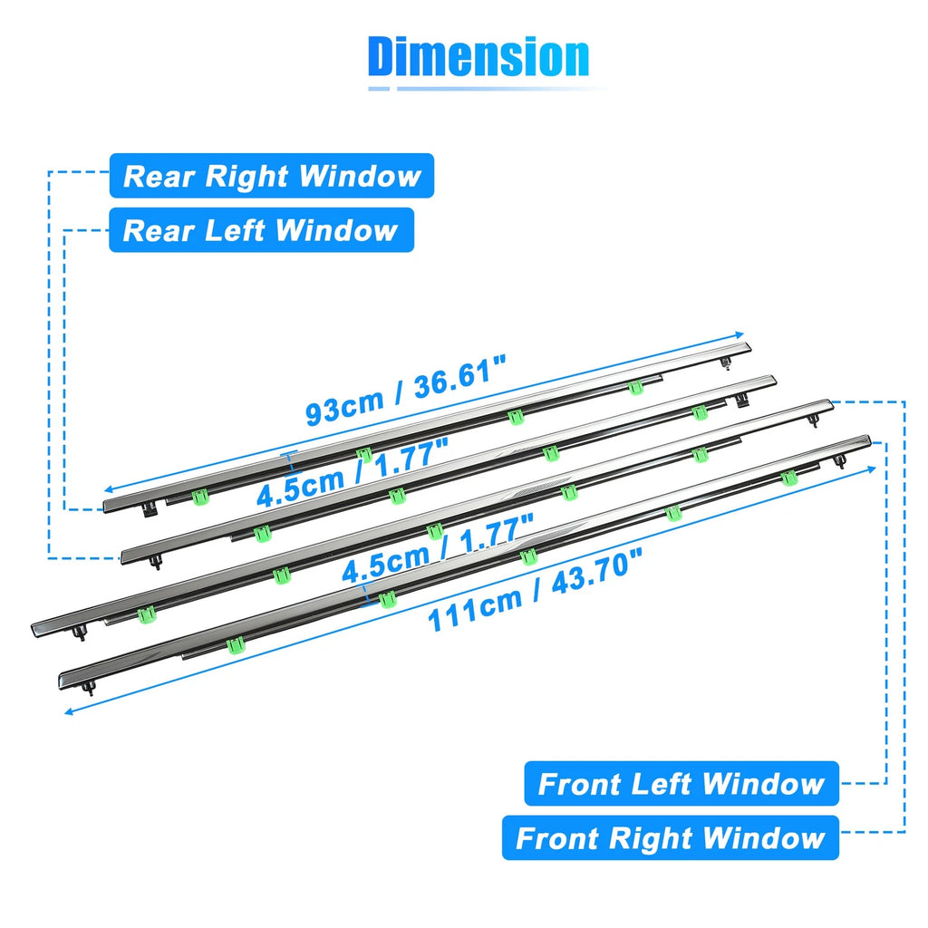 Set of 4 Weatherstrip Window Trim Seal Belts for Honda CR-V (2007–2011)
