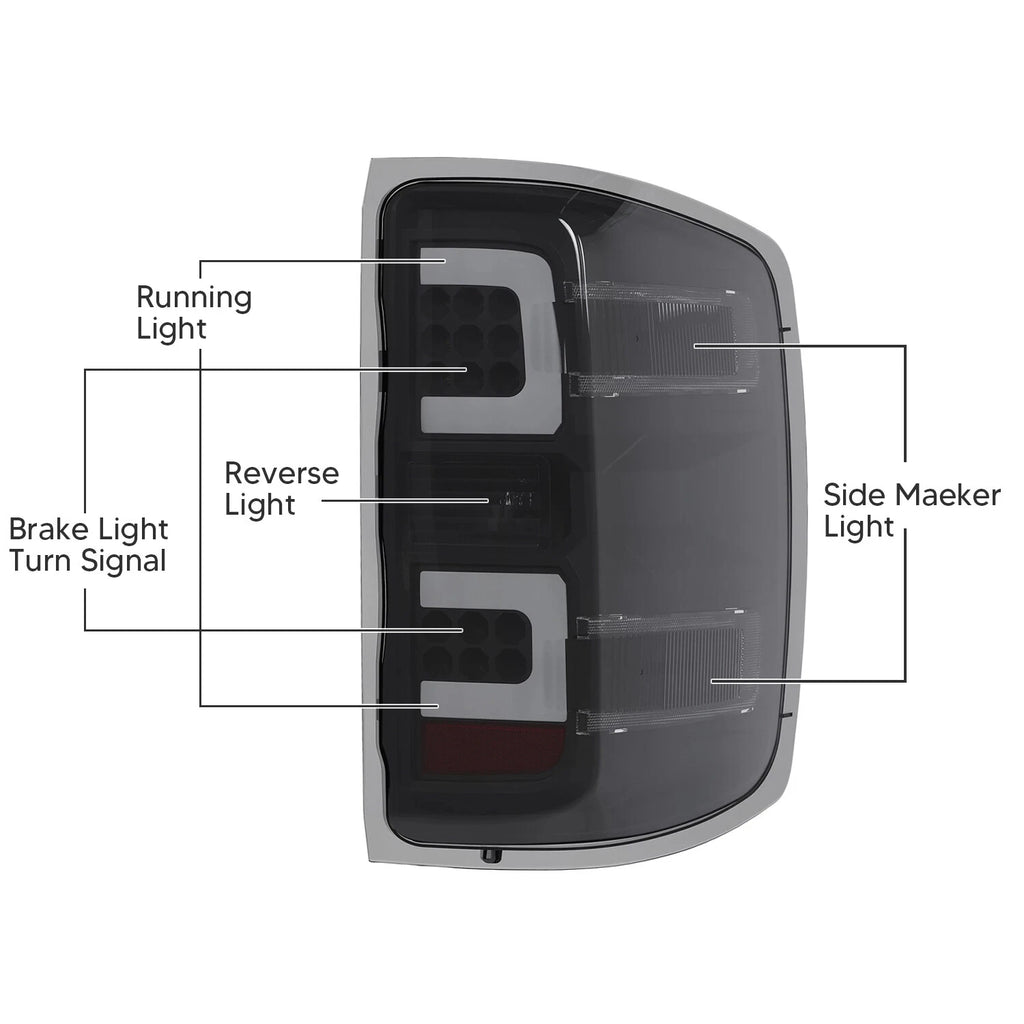 LED Tail Lights for Chevrolet Silverado 1500 2500 3500 HD (2014–2018)