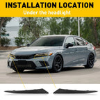 Set of 2 Headlight Eyelid Trim Covers for Honda Civic (2022–2024) Black