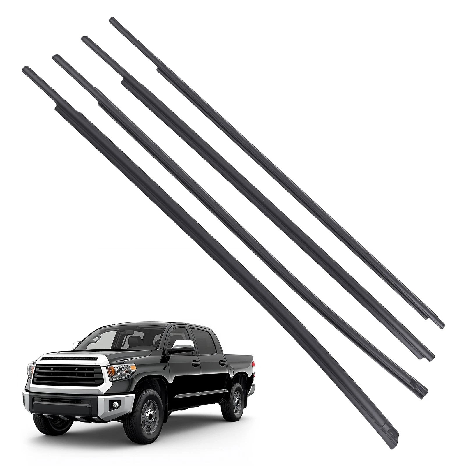 Set of 4 Window Belt Weatherstrips for Toyota Tundra CrewMax (2007–2019)