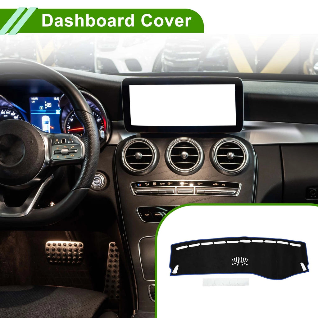 Dashboard Cover Mat for Mercedes Benz C Class W205 (2015–2021) Black Blue