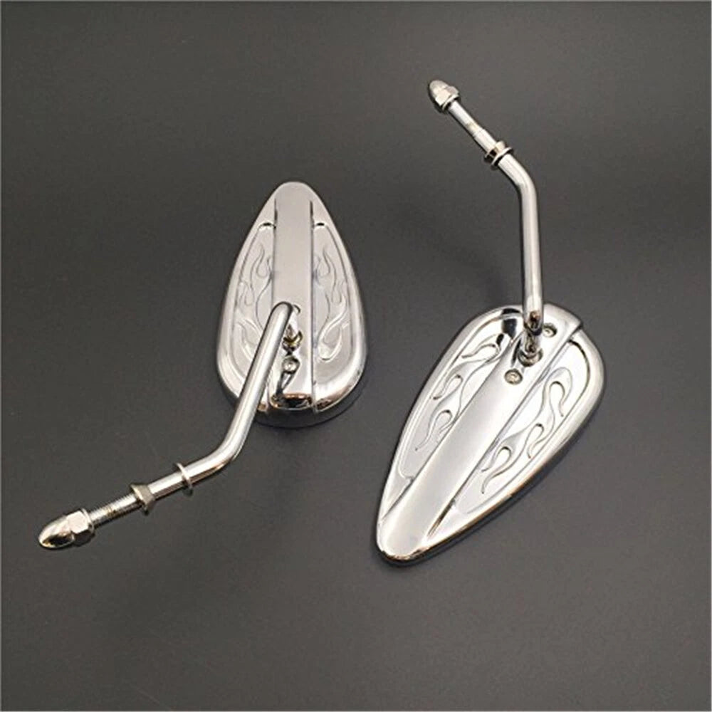Chrome Flame Furious Mirror for Harley Sportster Dyna Touring Softail