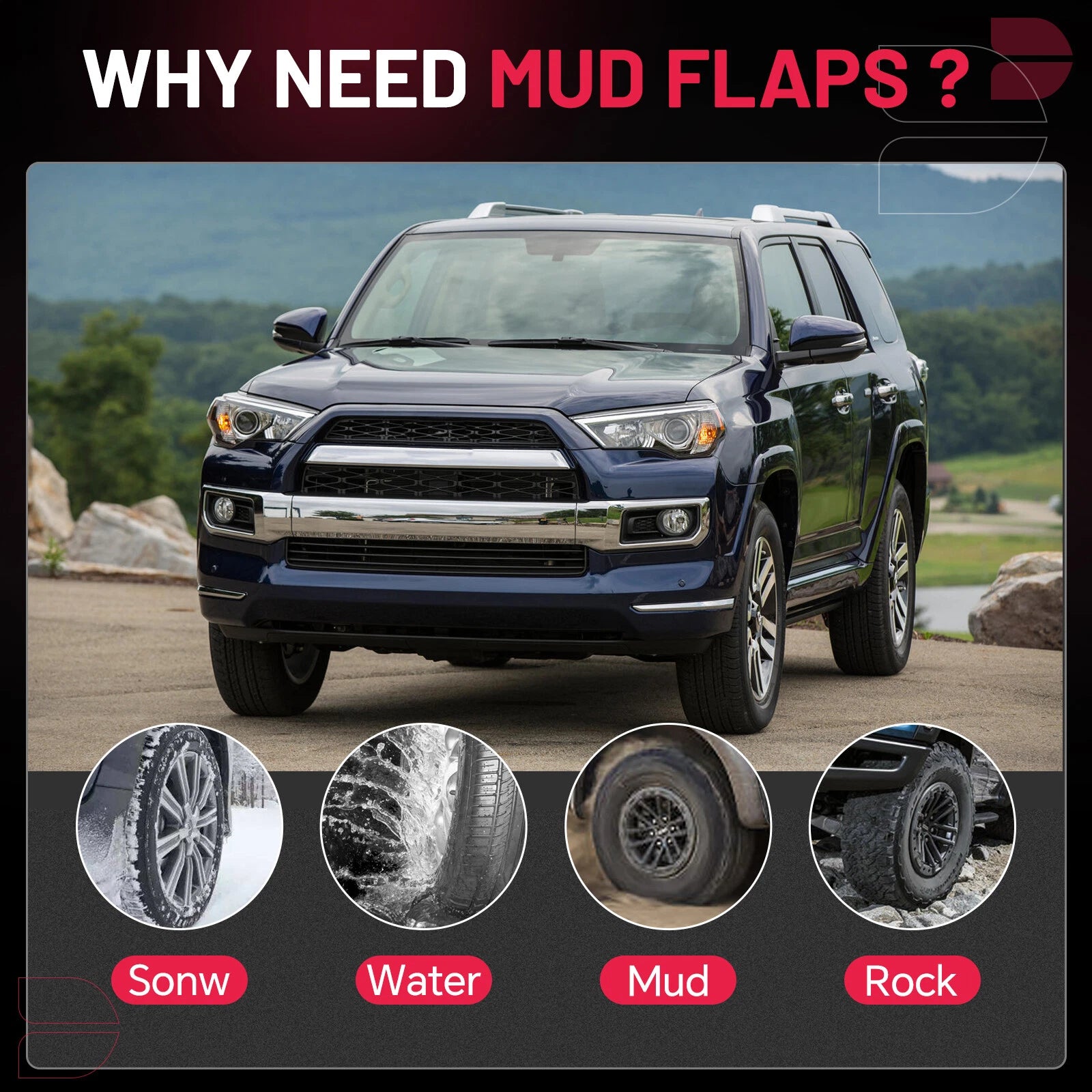 4PCS Splash Guards for Toyota 4Runner (2010-2023)