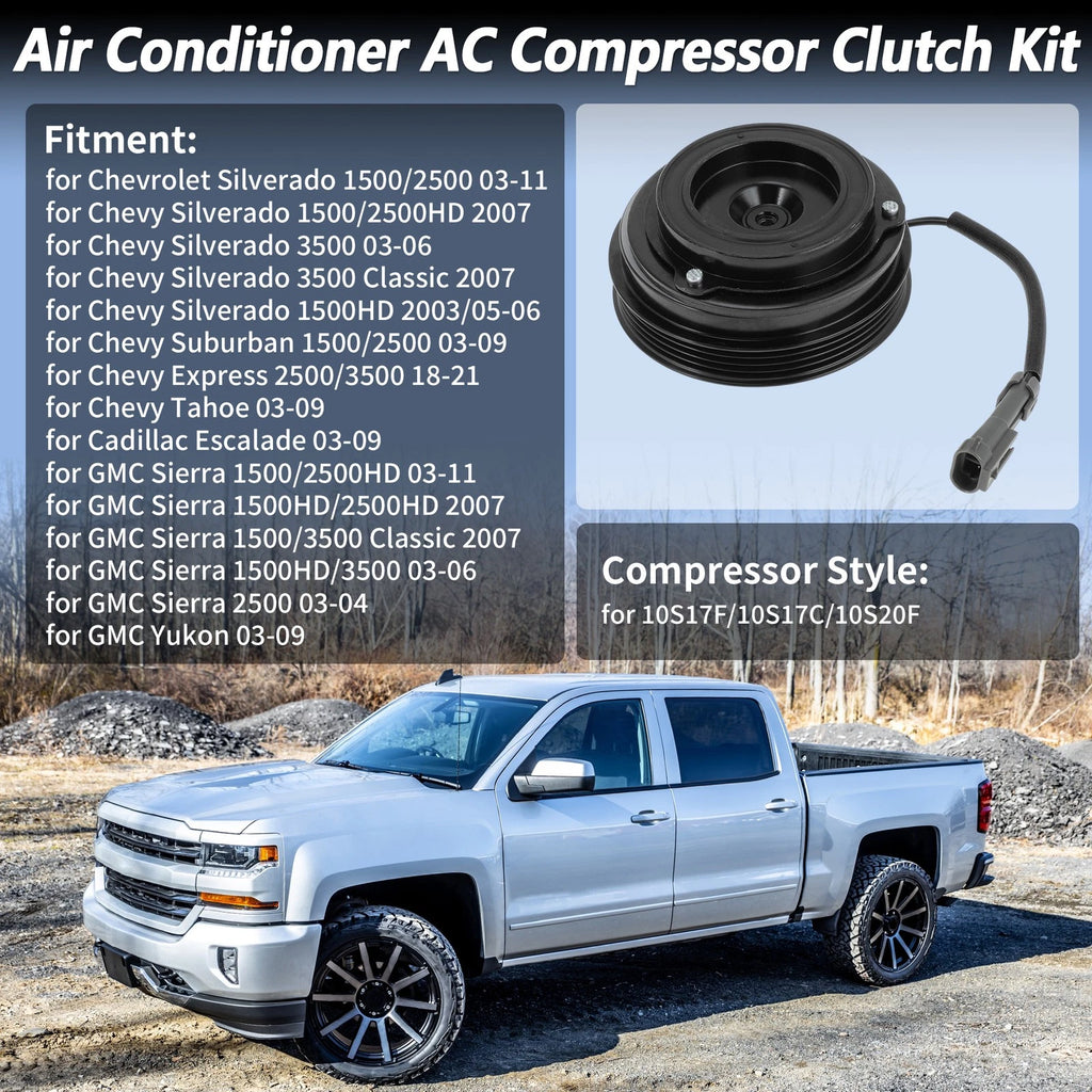 AC Compressor Clutch Kit for Chevrolet Silverado 1500 2500 Tahoe (2007–2014)