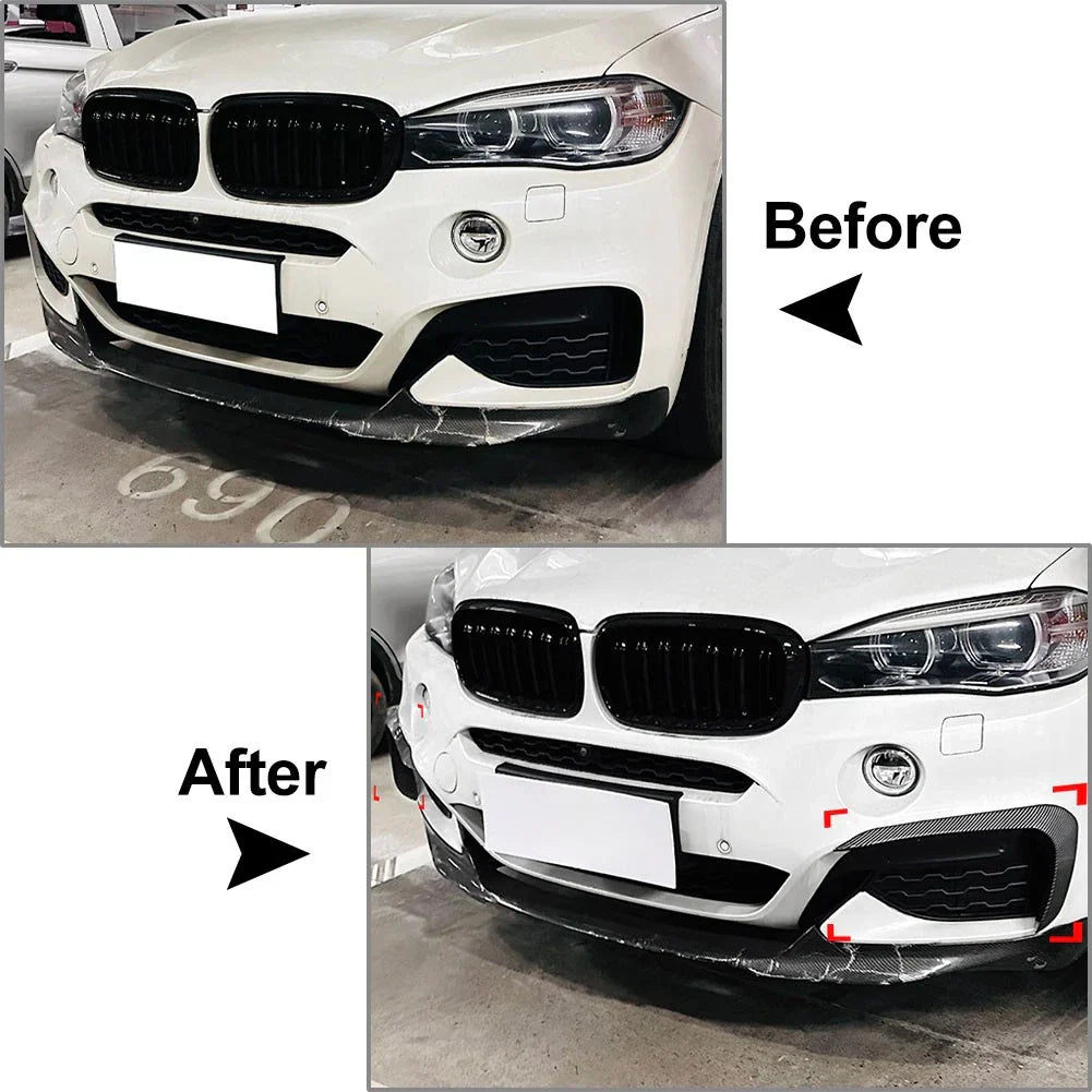 Carbon Look Front Bumper Side Spoiler for BMW X6 F16 (2015-2019)