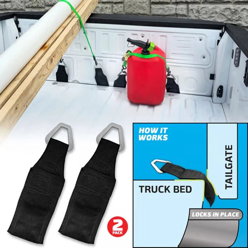 2X Bed Anchors Ratchet Straps for Truck Bed Cargo Management