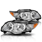 Set of 2 Chrome Housing Headlight Amber Side Corner Signal Lamps for Corolla (2009–2010)