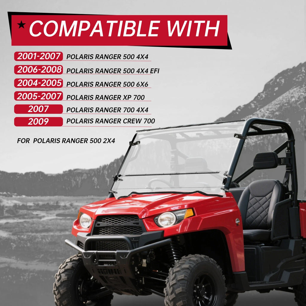 Full Folding Windshield for Polaris Ranger 500 4X4, 700 XP 4X4 (2006–2008)