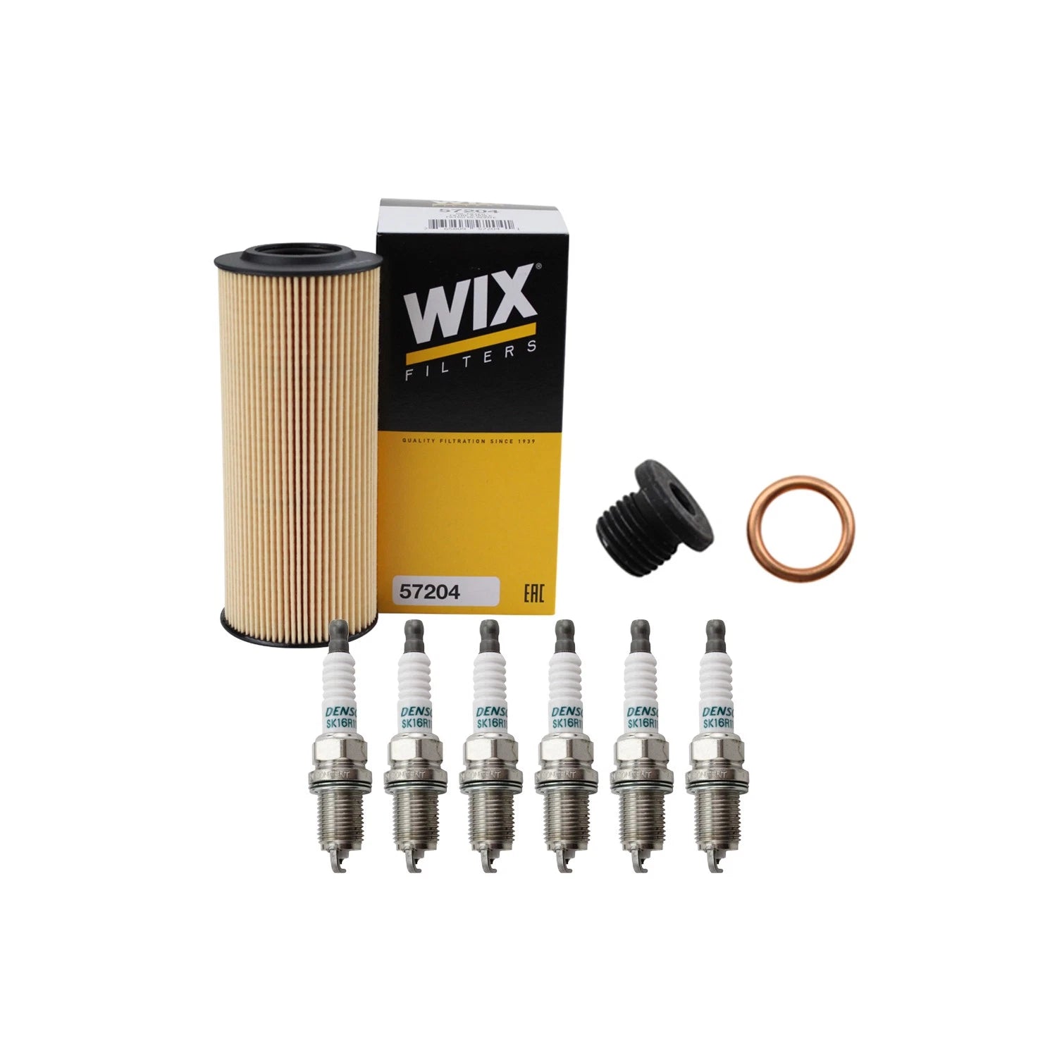 Wix Engine Oil Filter & Denso 6 Iridium Spark Plugs Kit for Audi A4 A5 (2009–2016)