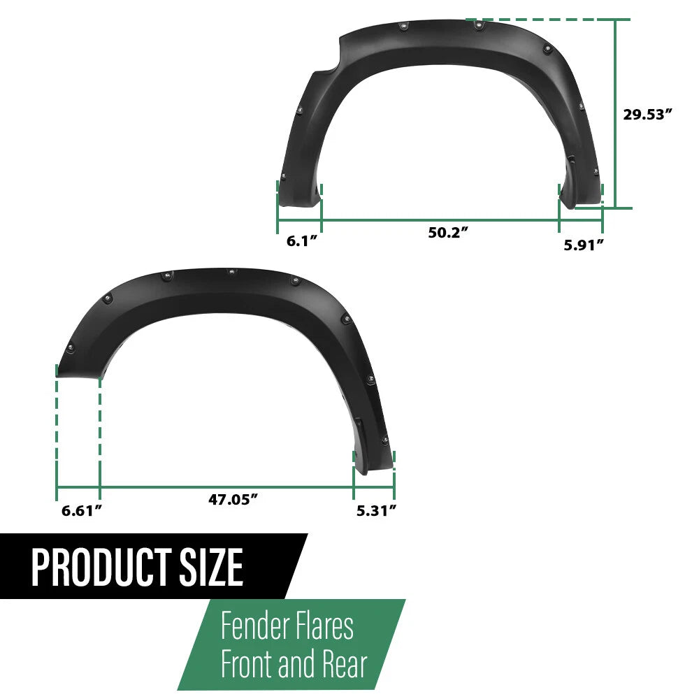 Set of 4 Pocket Rivet Bolt-on Fender Flares for Ram 1500 (2019–2023)