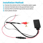 12V Bluetooth AUX Receiver Module with 2RCA Cable for Car Audio