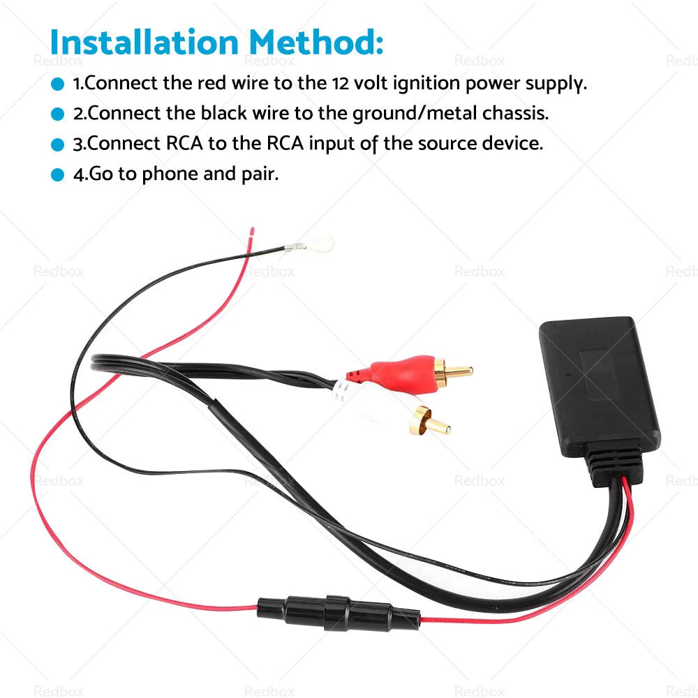 12V Bluetooth AUX Receiver Module with 2RCA Cable for Car Audio