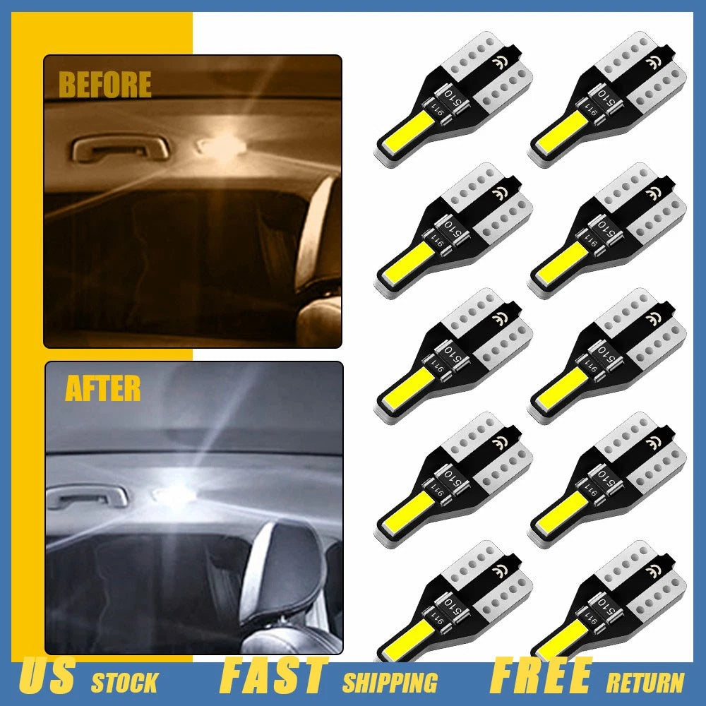 Set of 10 Mini T10 194 168 2SMD LED Interior Light Bulbs for Various Models