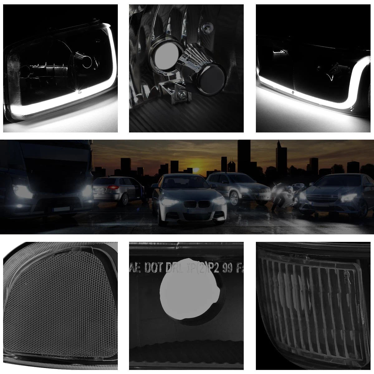 LED DRL Headlight with Bumper Signal Lamps for GMC Sierra/Yukon (1999–2007)
