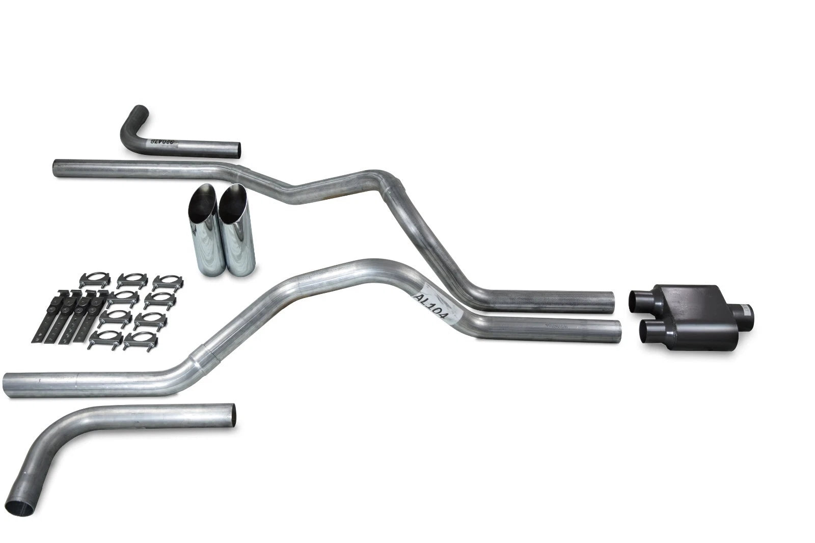 2.5" Dual Exhaust Kit for Chevy GMC 1500 (1996–1999) - 1 Chamber Slash Tips