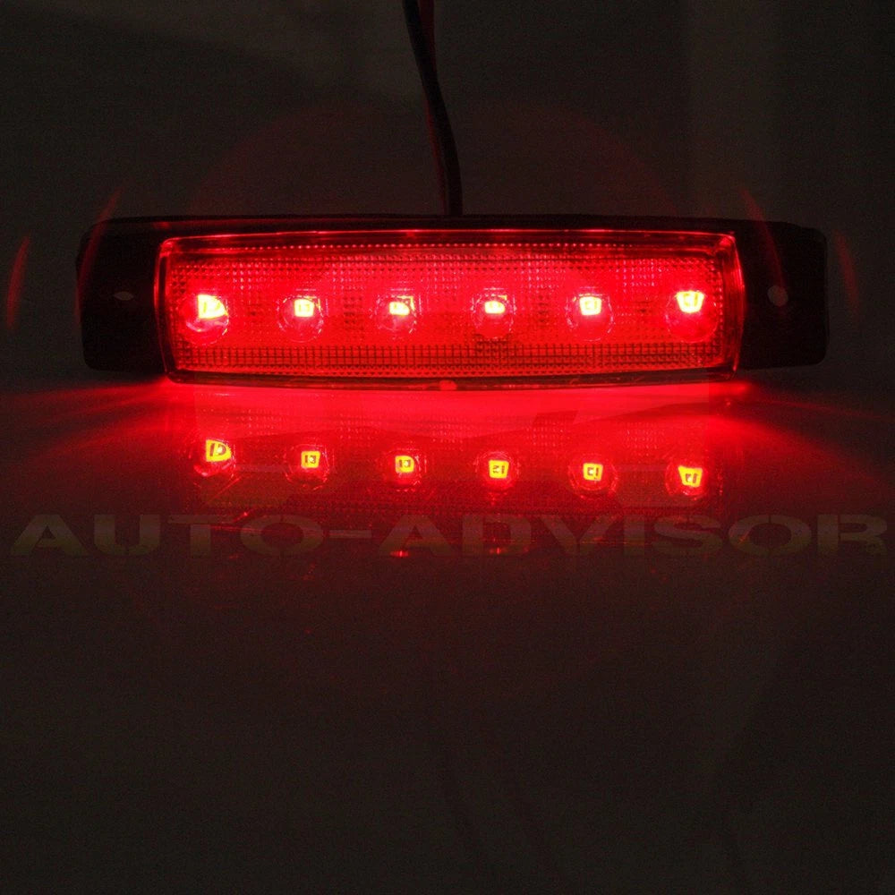 Set of 10 White/Red 12V Clearance Side Marker Lights for Truck Trailer Van