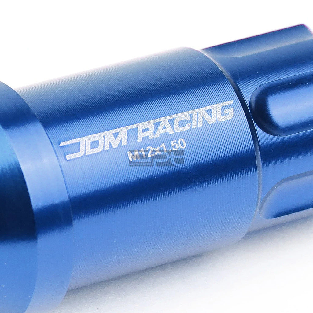 20 PCS Open End M12x1.5 50mm Tall Blue Aluminum Lug Nuts + Lock Key