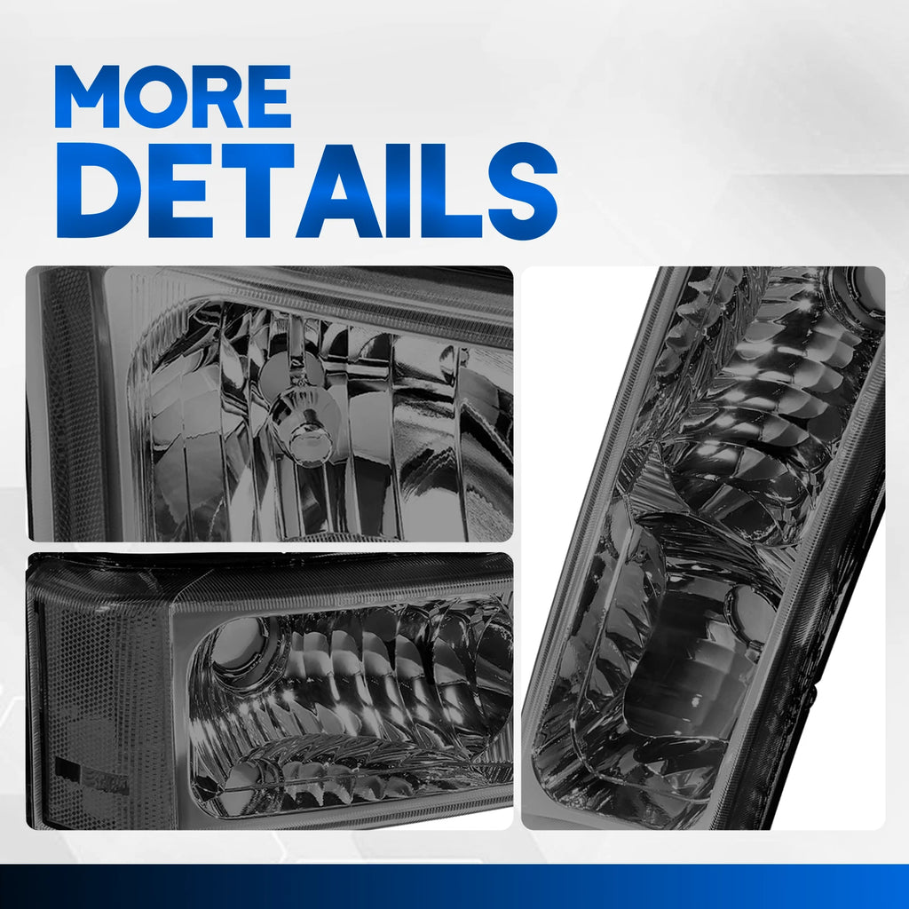 Smoked Housing Clear Corner Headlights for Chevrolet Silverado (2003–2006)