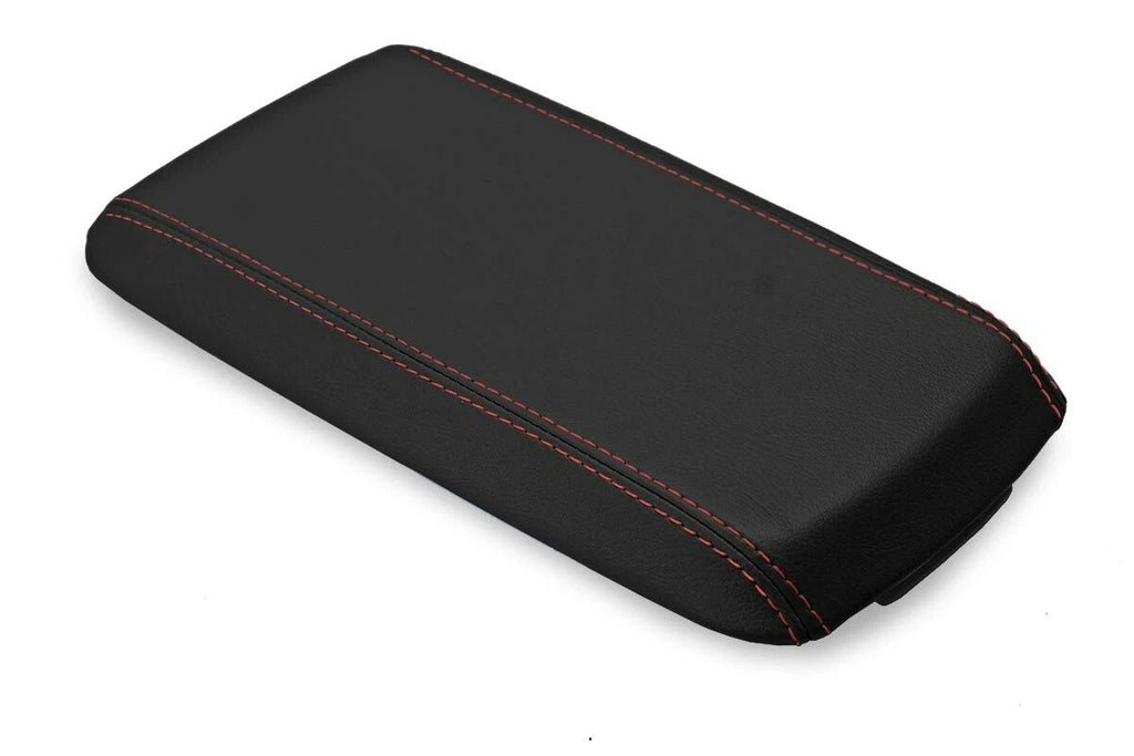 Leather Console Lid Pull Over Cover for Chevrolet Equinox (2005–2009) Red Stitch