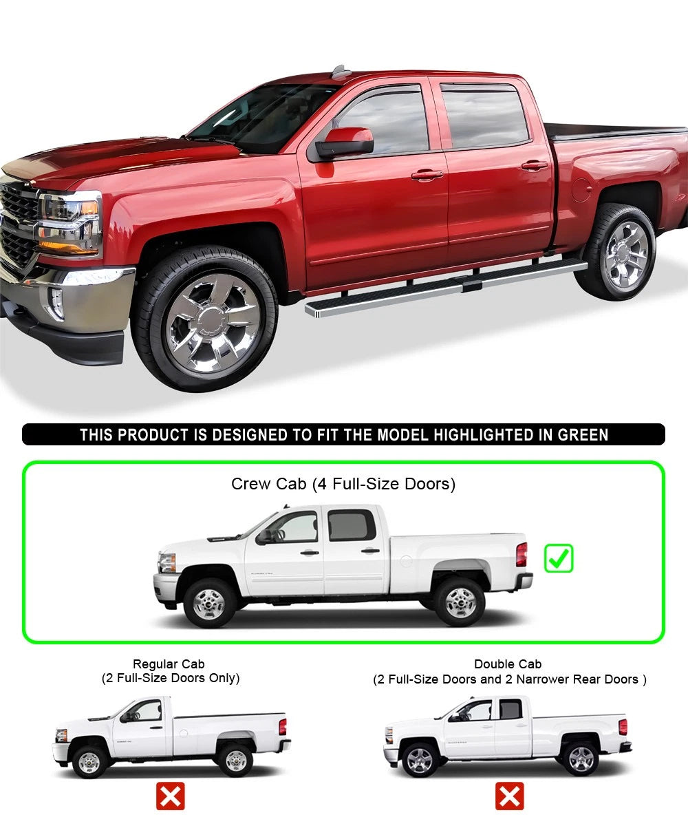 5in Wheel to Wheel Boards for Silverado Sierra Crew Cab (2007-2018)