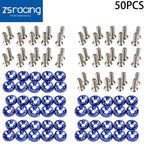 50Pcs Blue Billet Aluminum Fender Bumper Washer Dress Up Kit for JDM Vehicles