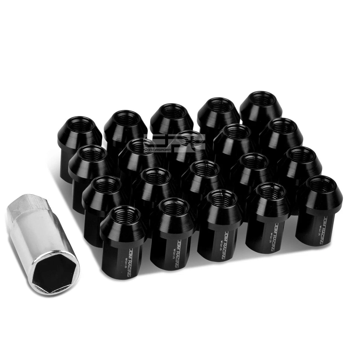 20 PCS Closed End M12x1.25 35mm Tall Black Aluminum Lug Nuts for JDM Vehicles