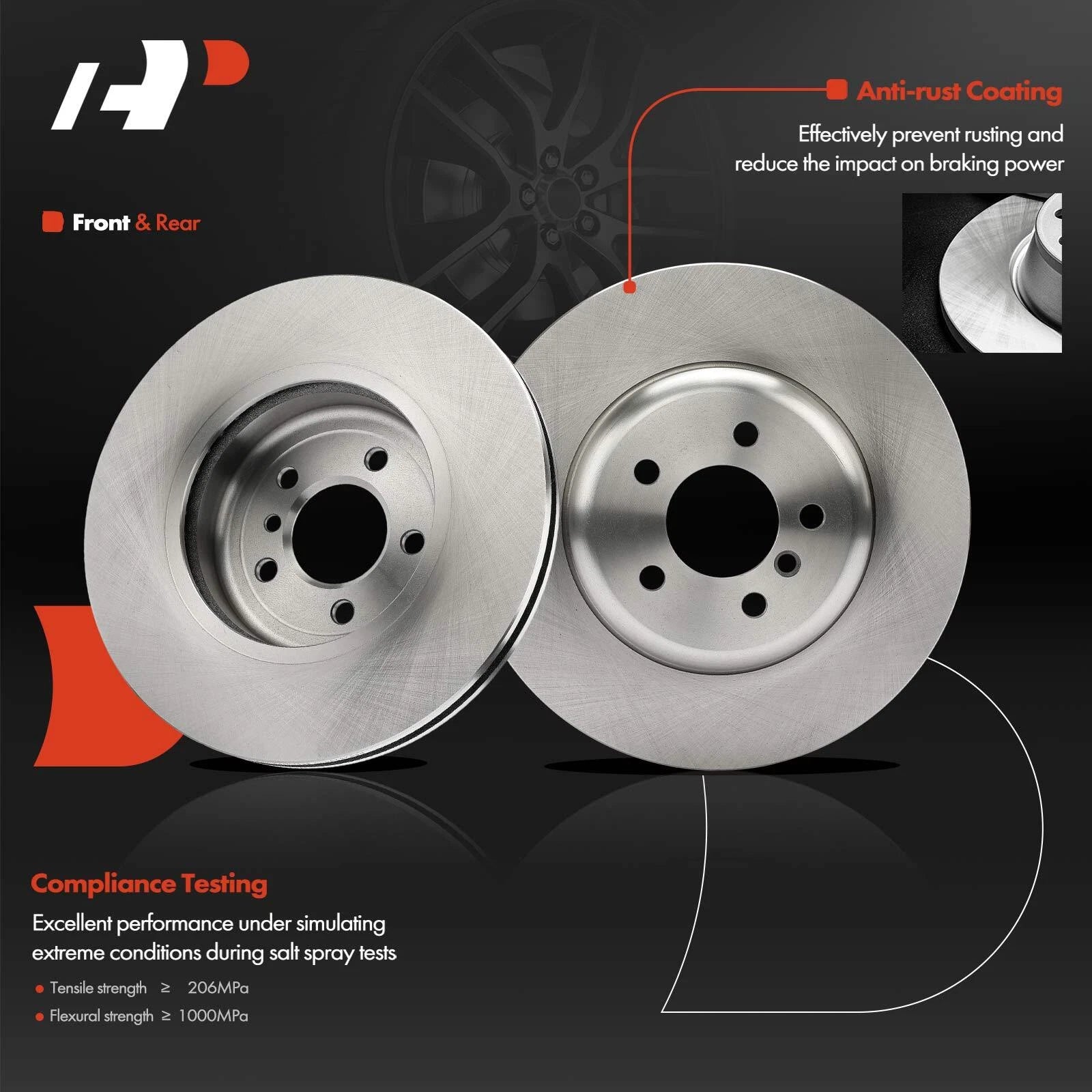 Front & Rear Disc Brake Rotors & Ceramic Pads for BMW 640i (2013–2017)