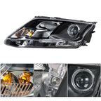 Headlight LH for Ford Fusion (2010â2012) Black Halogen Projector Clear Lens