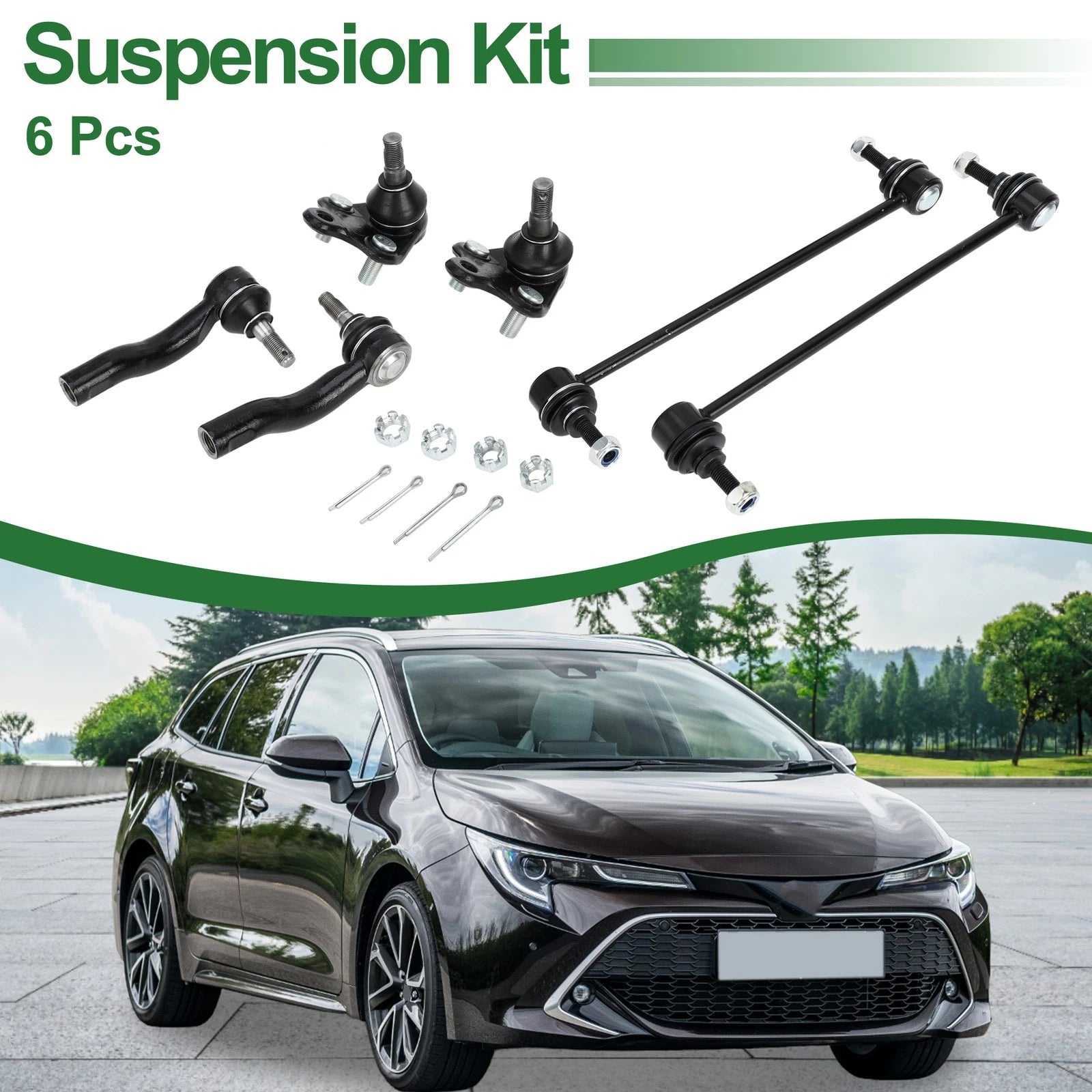 6X Front Suspension Kit Tie Rod Ends Sway Bar Link Ball Joint for Toyota RAV4 (2013–2018)