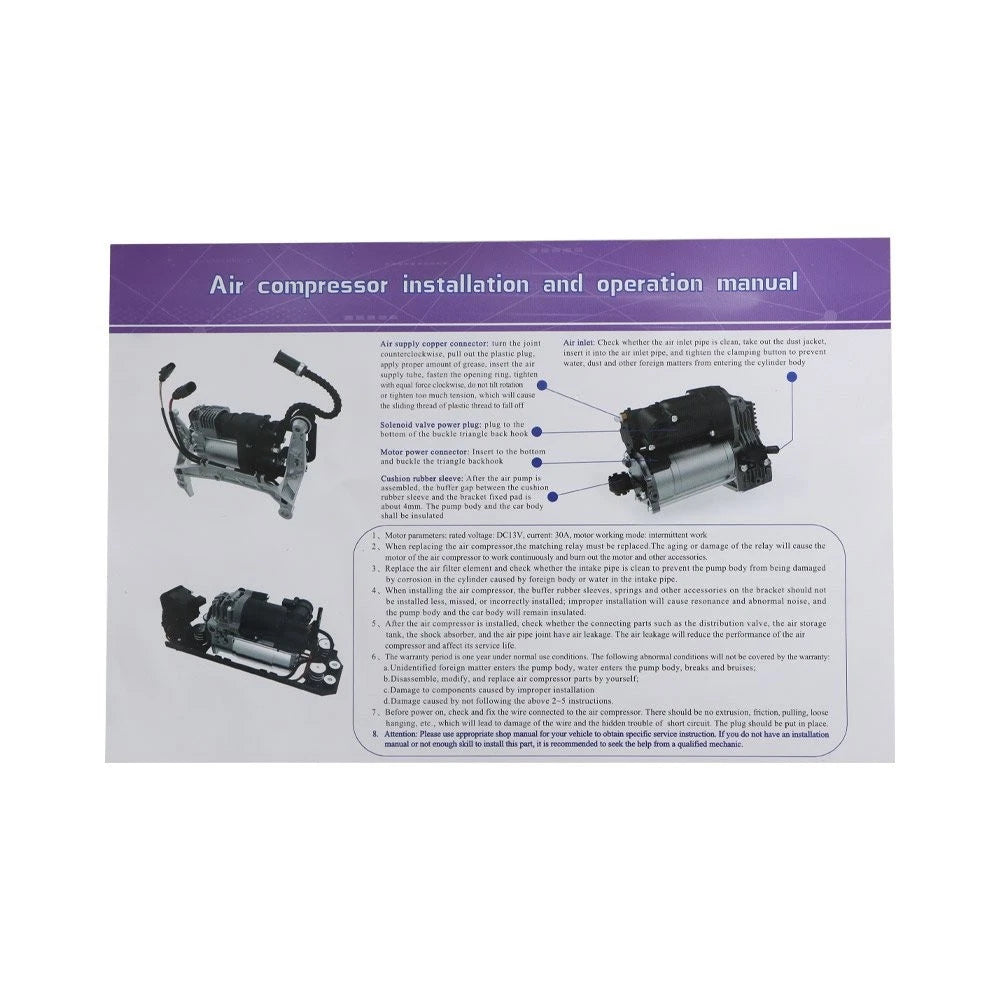 Air Ride Suspension Compressor Pump for Land Rover Range Rover L322 (2006-2012)