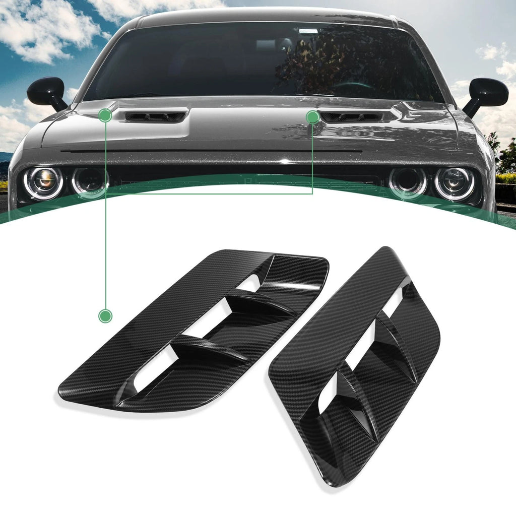 2pcs Hood Air Vent Cover Carbon Fiber for Dodge Challenger (2015–2020) 782685122597