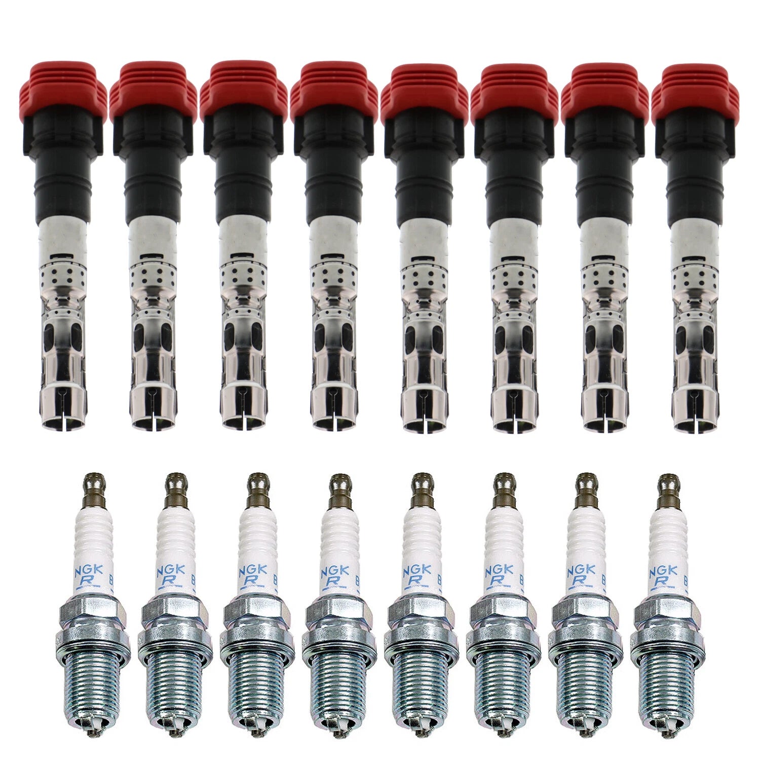 Set of 8 Ignition Coils & Spark Plugs for Audi A8 Quattro S4 Touareg V8 (2004–2009)