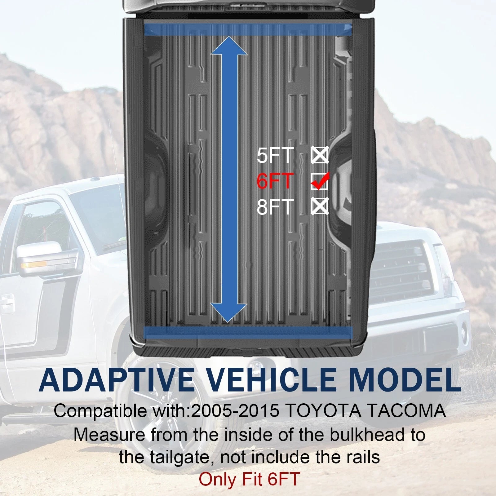 Soft Roll-Up Tonneau Cover for Toyota Tacoma (2005–2015) 6FT 72"
