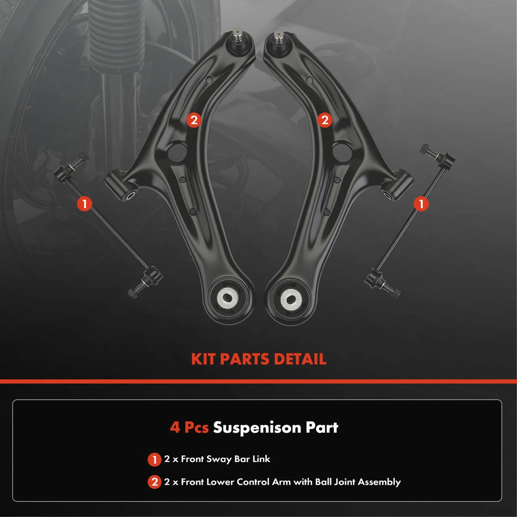 Set of 4 Front Control Arms & Ball Joints for Ford Fiesta (2011–2019)
