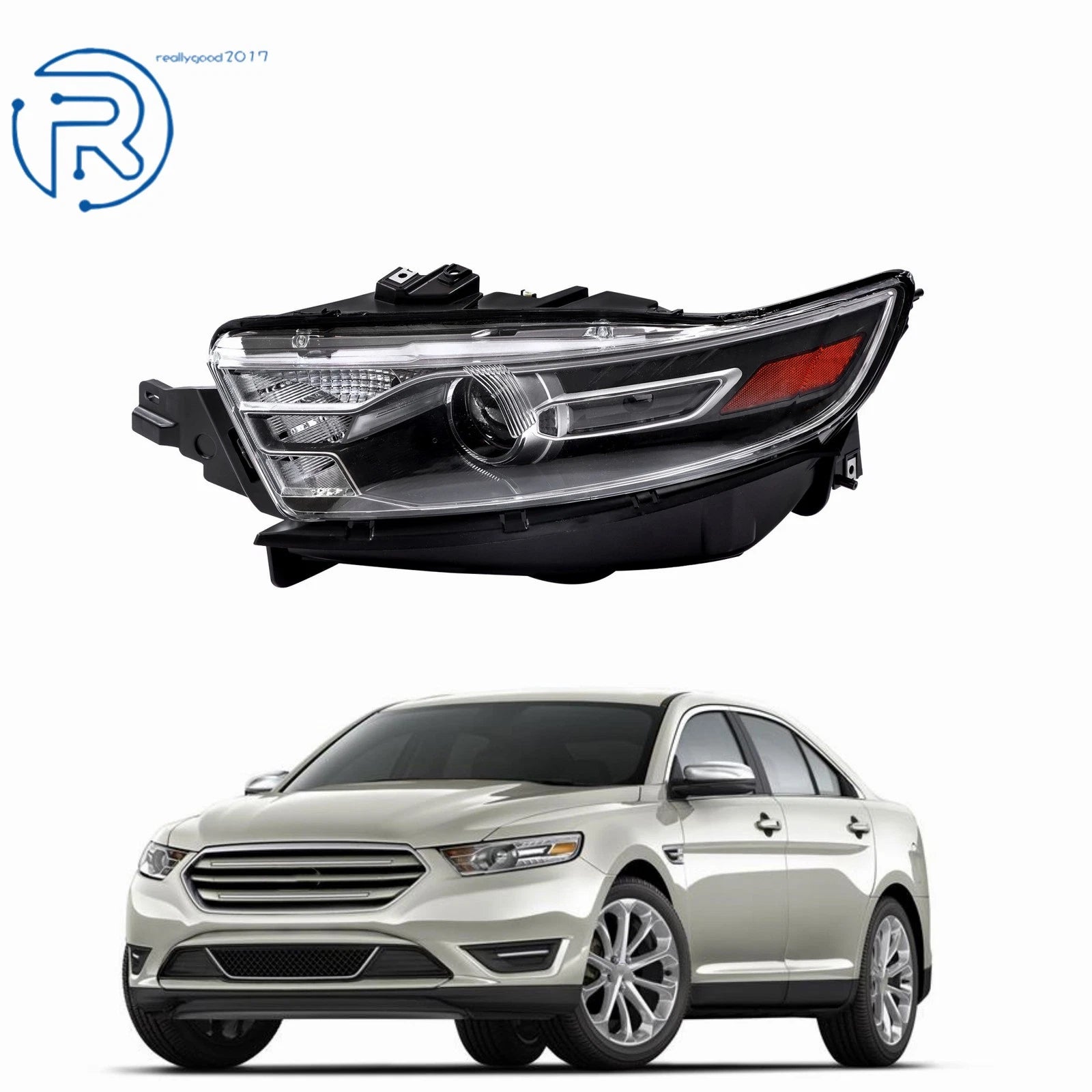 Halogen Headlight with Gray Trim for Ford Taurus (2014–2016)