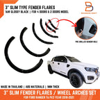 3" Black Fender Flares for Ford Ranger UTE T6 PX3 (2018-2021)