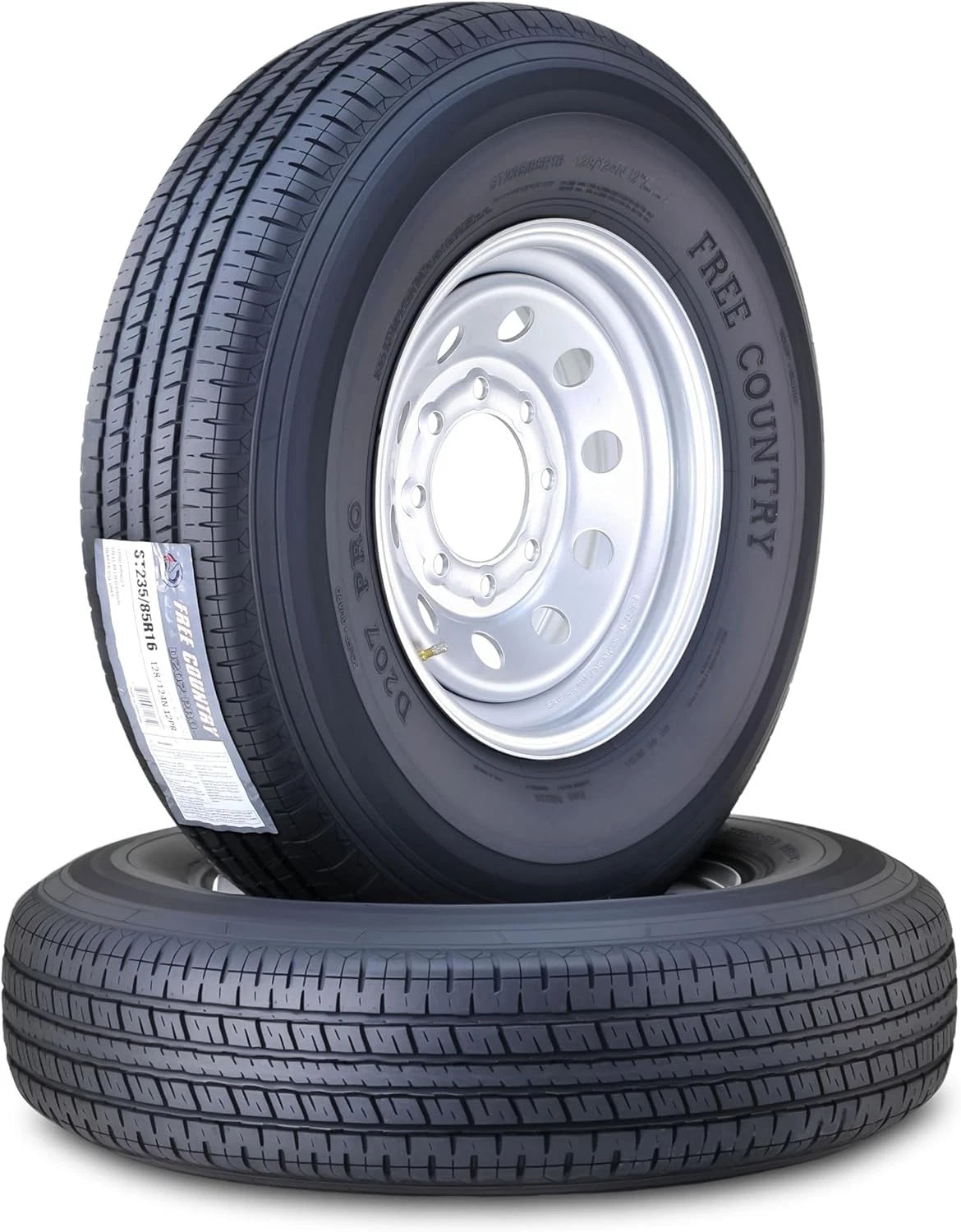 2 Free Country Trailer Tire Rim ST235/85R16 12-Ply 8 Lug Silver Mod