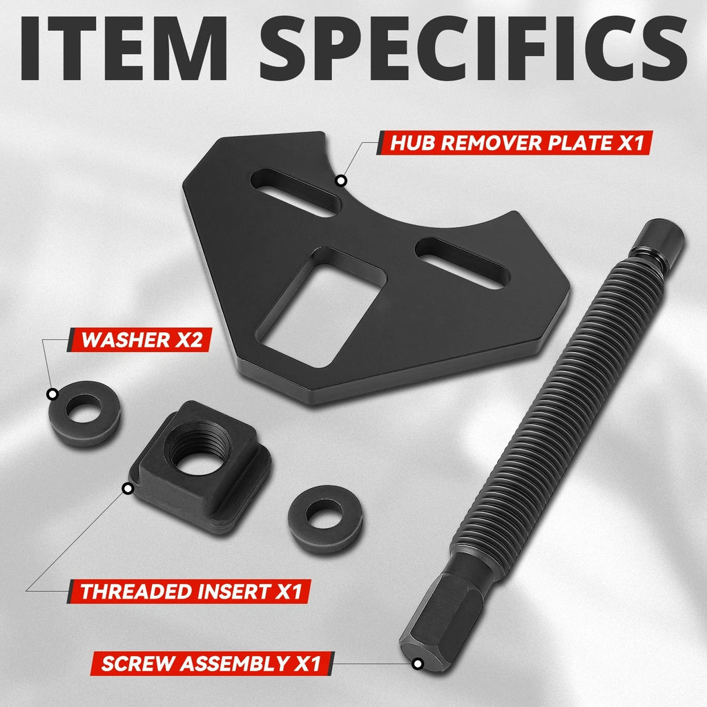 Hub Remover Tool Assembly for 5/6/8 Lug Wheels (0.96'', Black Carbon Steel)
