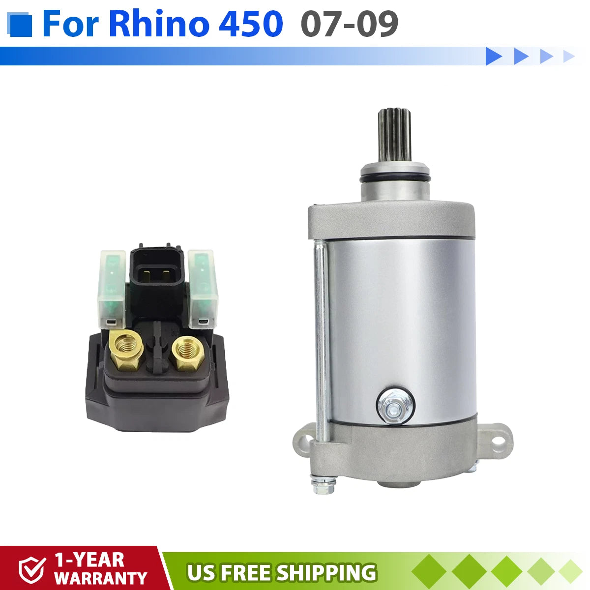 Starter with Relay for Yamaha Rhino 450 YXR450 (2007–2009)