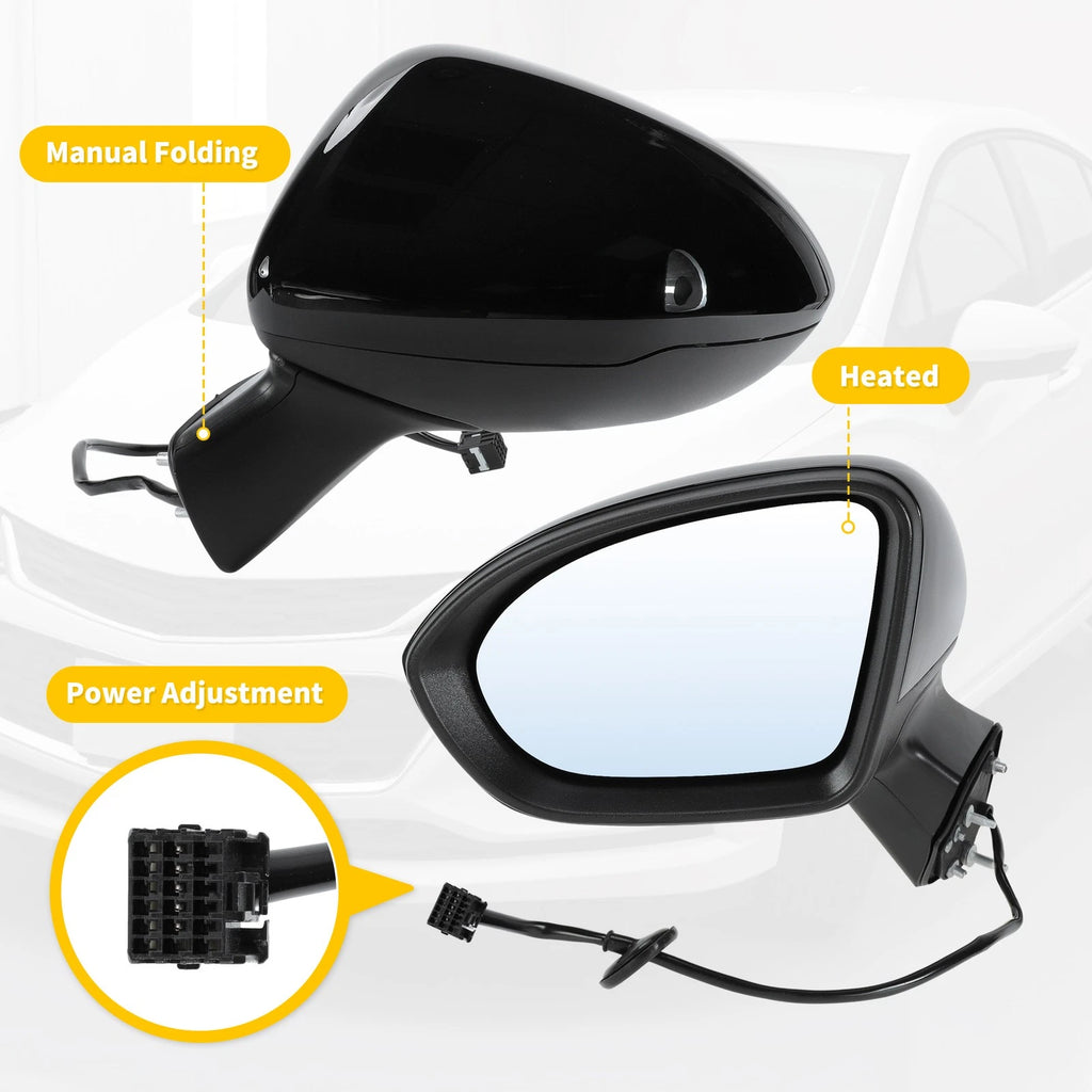 5Pin Left Side Door Mirror Gloss Black for Chevy Cruze (2016–2019)