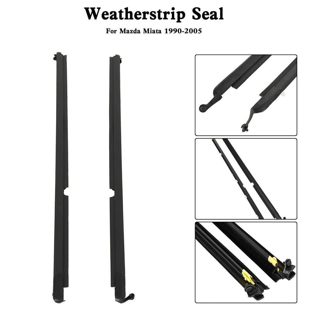 Set of 2 Door Glass Window Weatherstrip Seals for Mazda Miata (1990–2005)