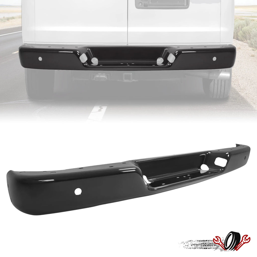 Black Steel Rear Bumper for Chevrolet Express Savana 1500 2500 3500 (1996–2023)