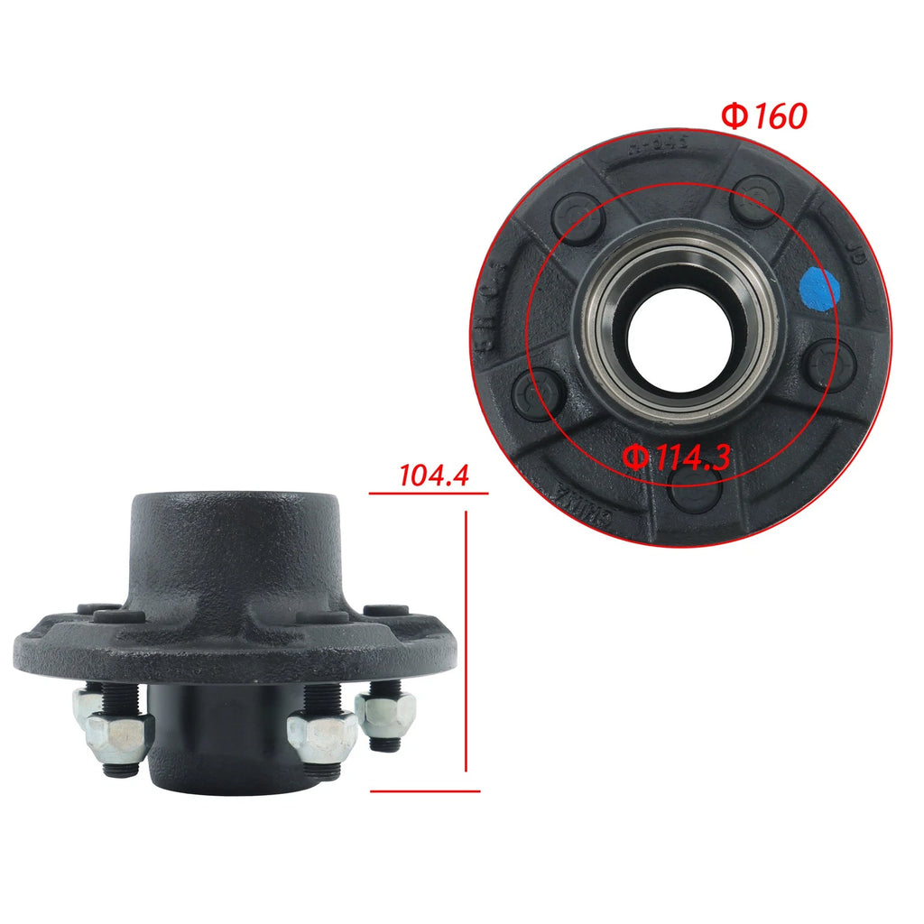 Set of 2 Trailer Hub Kits for 5 x 4.5" Wheels (Fits Various Models)