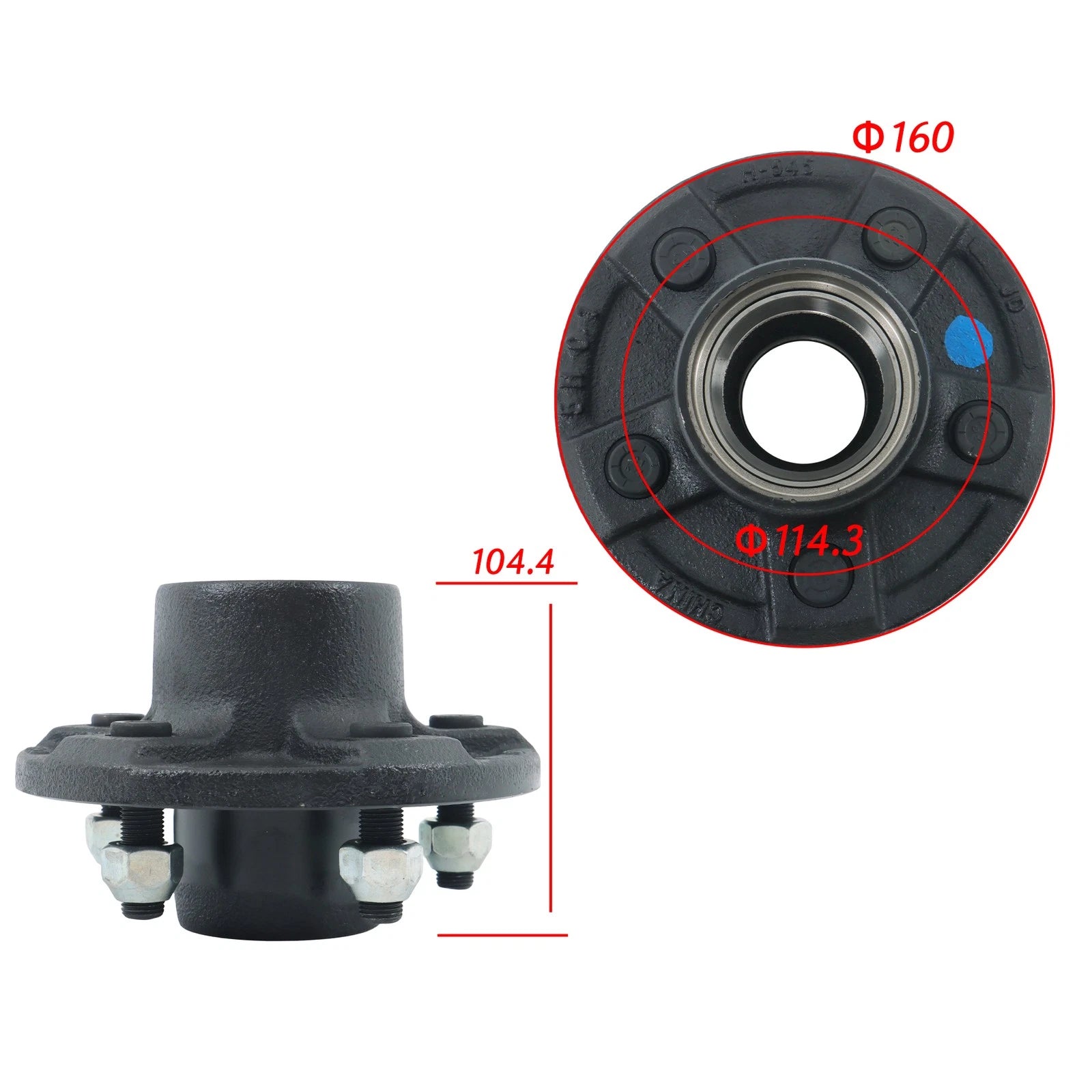 Set of 2 Trailer Hub Kits for 5 x 4.5" Wheels (Fits Various Models)