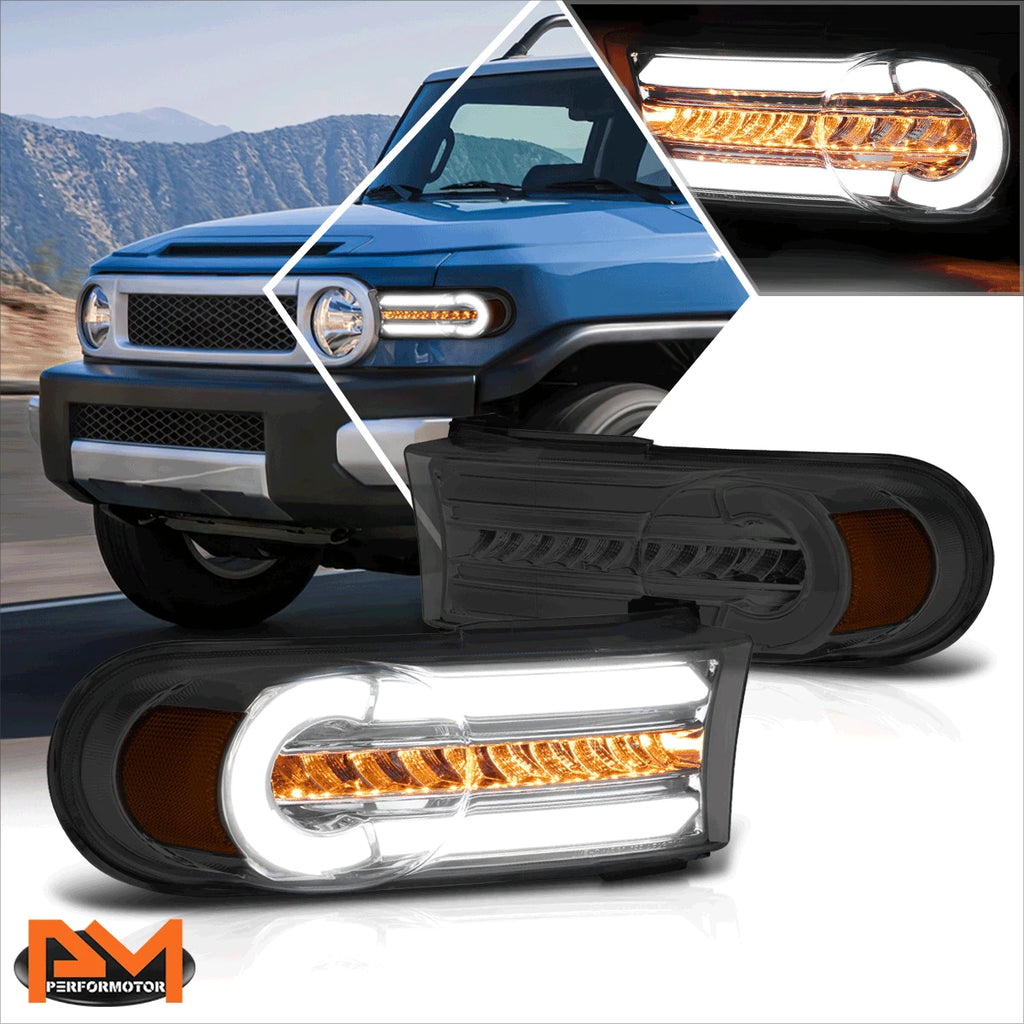 Smoked/Amber 3D LED DRL + Sequential Signal Lamp for FJ Cruiser (2007–2014)